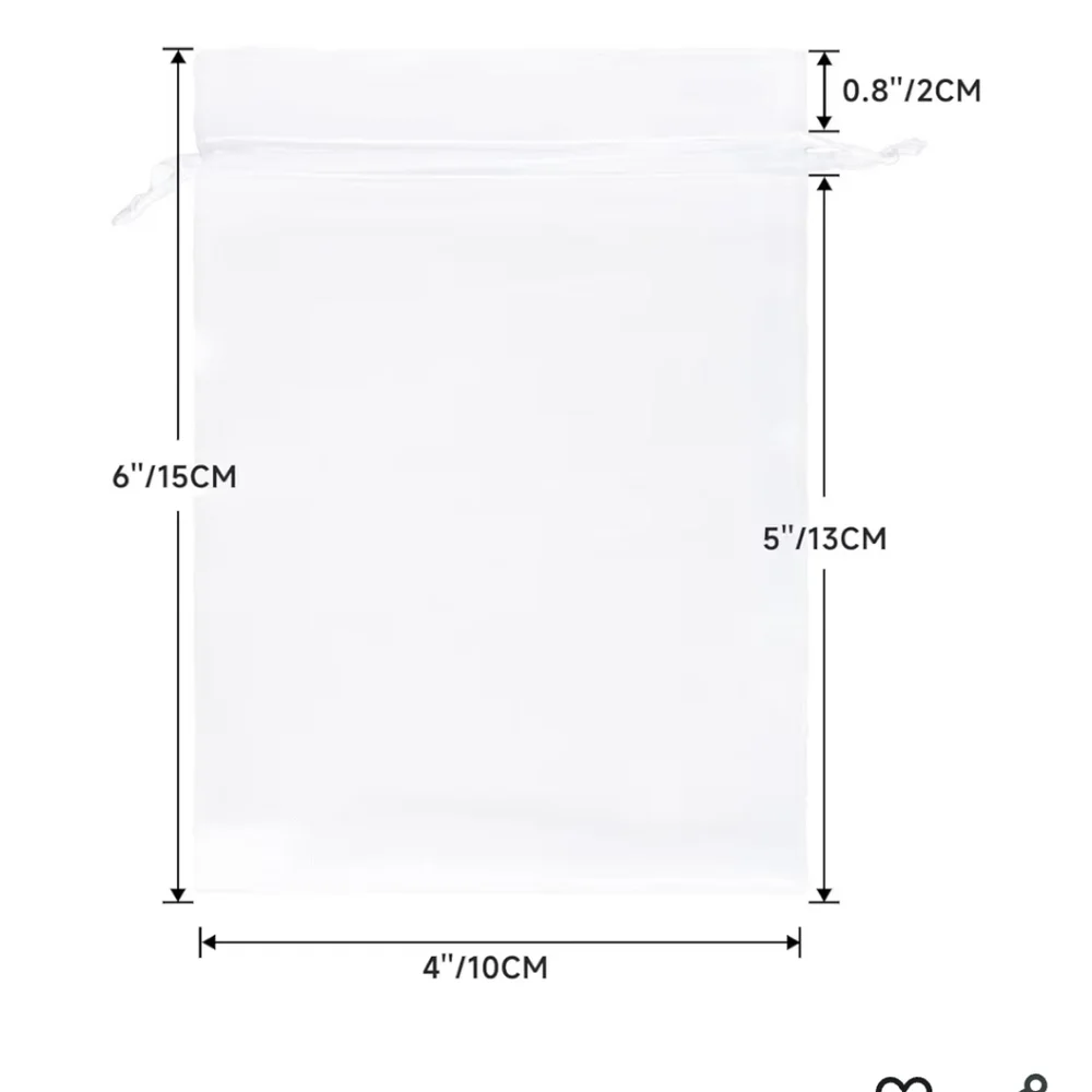 25 White Oragnza Bags 4x6 In - Drawstring Organza Bags, Sheer Mesh